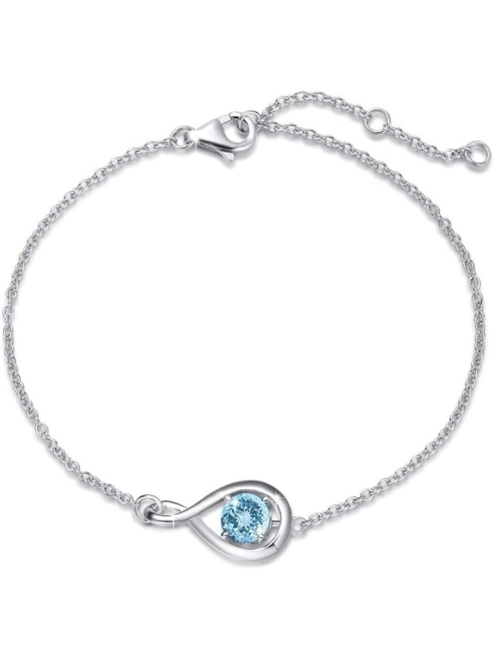 Sterling Silver Infinity Birthstone Love Bracelet for Women - Perfect Gift for